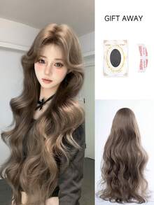 alicegarden 32-Inch Forehead Lace Front Wig A Natural Wavy Style In A A Stunning Maroon. Middle Part Design , This False Hairpiece Is Perfect For Ms Daily Party Cosplay Use, Offering A Natural And Natural Durable Wig Gift For Ladies. - Maroon - View 5