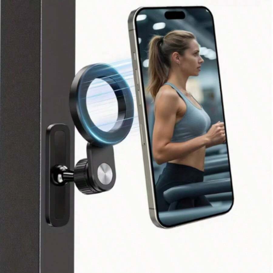 Foldable Magnetic Phone Mount For Gym, Dual Magnet Phone Holder Accessory, 360° Adjustable, Portable Workout Essential Gift Compatible With Iphone 16/15/14/13/12 Series - Multicolor - View 1