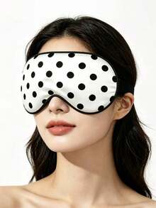 1pc Black & White Polka Dot Elastic Travel Sleep Eye Mask, Fashionable Casual Cute Style, Light-Blocking Premium Skin-Friendly, Designer Niche Style, Deep Sleep For Travel, Suitable For Business Trip, Travel, Daily, Office, Travel Essential, Vacation Essential - Multicolor - View 11