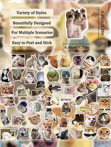 50pcs Funny And Cute Cat Meme Stickers - Sarcastic Expressive Humorous Cat Expression - Perfect For Laptops, Phone, Suitcases, Skateboards, Walls, Scrapbooking, Diary, For Halloween & Christmas Decorations - Multicolor - View 2