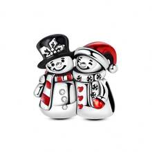1 Pieces Original Design Silvery Color Christmas Charms Beads Colorful Christmas Tree Snowman Cubic Zirconia Inlay Fits Original Bracelet DIY Making - Multicolor - View 13