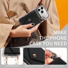 eaacaa Crossbody Wallet Phone Case With Multiple Card Slots And Coin Pocket, PU Leather With Pearl Chain Strap, Kickstand And Anti-Demagnetization, Suitable For Men And Women For Daily Commute/Shopping/Business Travel, Ideal Gift For Friends/Lovers/Family, Compatible With Apple 18 Pro Max/18 Pro/18/17e/17 Pro Max/16 Pro Max/16 Pro/16 Plus/15 Pro Max/15 Plus/13 Pro Max - Black - View 7