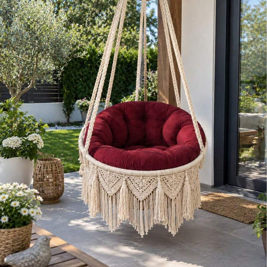 Luxury Hanging Chair Cushion – Soft-Touch, High-Density Filled, Ultra-Plush Comfort Seat Cushion - Red - View 1