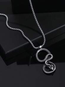 1pc Fashionable European & American Vintage Hip-Hop Cobra Necklace Pendant, Suitable For Men's Daily Street & Party Wear - Antique Silver - View 3