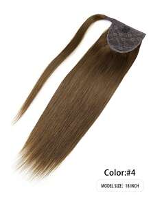 JIAMEISI Remy Human Hair Ponytail Extensions, Color #4 Medium Brown, Seamless Wrap Around Ponytail, Silky Straight Clip-In Hair Ponytail For Women - S4 - View 3