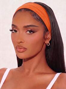 1pc Sports Sweatband, Running Fitness Headband,Daily Essential Hair Accessory,Summer Beach Headband,Suitable For Travel,Festivals, Parties - Orange - View 2