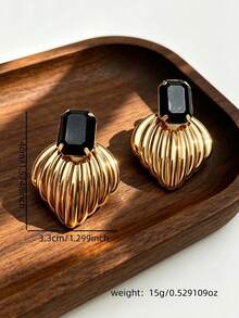1 Pair Exaggerated Geometric Rhinestone Stud Earrings For Women, European And American Style - Multicolor - View 4