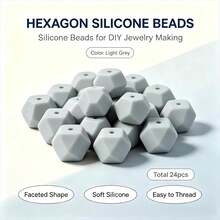 24/100Pcs Morandi Color Palette Faceted Hexagon Silicone Beads, Polygonal Beads For DIY Jewelry & Bead Pen Making - Morandi Color Scheme - View 18