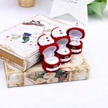 Cute Christmas Themed Jewelry Box, Velvet Ring Earring Storage Box, Festive Santa Snowman Xmas Tree Shaped Gift Box For Proposal Engagement Holiday Gift Giving - Multicolor - View 6