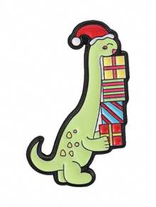 1 Pc Cute Assorted Christmas Dinosaur Enamel Brooch, Fun Metal Enamel Badge, Creative Backpack Decor Pin, Holiday Gift For Friends - Multicolor - View 11