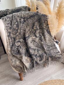 1pc Faux Cashmere Elegant Design Paisley Pattern Jacquard Warm Long Tassel Scarf For Women, Air Conditioning Room Blanket, Autumn/Winter Outdoor Travel Cold Protection Neck Warmer Decorative Scarf Shawl Dual Use, Suitable For Daily Matching, First Choice For Gift Giving - Multicolor - View 2