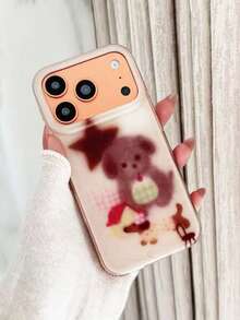 1PC Autumn/Winter Maillard Brown Bear Star Sausage Dog IMD Full Coverage Anti-Fall PC Phone Case Compatible With Apple 11 Pro Max/12 Pro Max/13 Pro Max/14 Pro Max/15 Pro Max/16 Pro Max/17 Pro Max/18 Pro Max - Multicolor - View 4