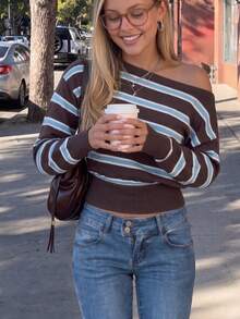 2026 Autumn/Winter Fashion Striped Women's Sweater - Brown - View 6