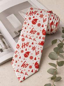 1pc Men's 8cm Christmas Holiday Reindeer & Santa Claus Neck Decor Tie - Multicolor - View 3