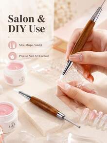 1pc Silicone Metal Dual-Head Engraving Pen Nail Art Tool, Suitable For Nail Design, Foil Carving, Painting Styling, Etc., Essential For Home DIY Nail Art - Multicolor - View 8