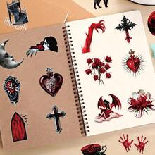 50Pcs Clear Dark Vampire Halloween Stickers, Gothic Red‑Tone Spooky Decals For Gift Wrapping Journal Water Bottle Craft Deco - 50pcs/set - View 9
