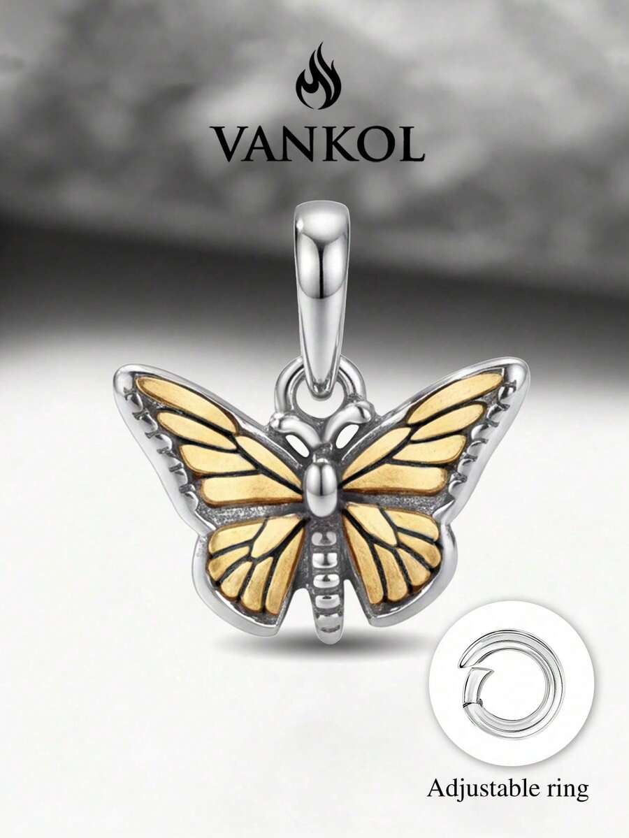1pc Butterfly Pendant DIY Beaded Bracelet Charm, Exquisite Gift, Back To School Essential, Teen Student Backpack Accessory, College Life Must-Have