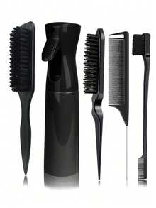 5pcs Leopard Print Tail Comb & Brush Set, Made Of Soft Bristles And ABS Material, Smooths Hair, Suitable For Home And Salon Hair Care & Styling, Travel Use - Multiple Specifications - View 9