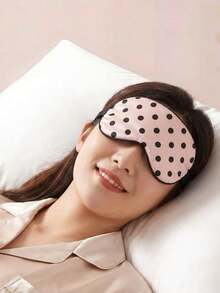 1pc Black & White Polka Dot Elastic Travel Sleep Eye Mask, Fashionable Casual Cute Style, Light-Blocking Premium Skin-Friendly, Designer Niche Style, Deep Sleep For Travel, Suitable For Business Trip, Travel, Daily, Office, Travel Essential, Vacation Essential - Multicolor - View 12