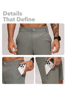 MASKERT Men's Sports Shorts, Tennis Badminton Golf Practice Shorts, Daily Morning Evening Jogging Running Fitness Pants - Grey - View 2