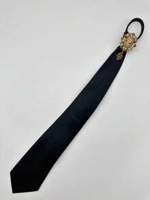 1pc Vintage Fashion Zipper Tie For Men And Women, Suitable For Banquet, Holiday, Travel And Birthday - Black - View 6