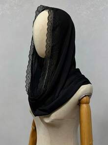 Bridal Chiffon White Veil Shawl Muslim Church Wedding Latin Black Veil - Multicolor - View 8