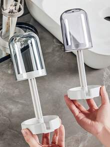 1pc Multifunctional Dust-Proof Toothbrush Cup Set, Drainable Toothpaste And Toothbrush Storage Rack, Countertop Bathroom Accessory, Suitable For Home And Dorm - Multicolor - View 3