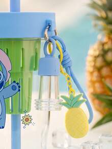 Botol Minum Plastik Miniso Disney Stitch Dinner Party Collection 1250mL/42.26FL.OZ dengan Pegangan & Sedotan, Gelas Minuman Dingin Kapasitas Besar yang Dapat Digunakan Kembali dengan Hiasan Nanas untuk Penggunaan Sehari-hari - Biru - View 5