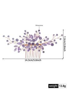 1 chiếc lược cài tóc đính đá rhinestone lấp lánh, phụ kiện tóc phù hợp cho đám cưới, đeo hàng ngày, tiệc tùng và lễ hội - Vàng - Xem 8