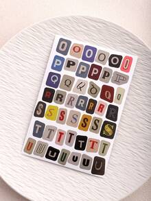 مجموعة ملصقات حروف وأرقام ورموز إنجليزية 4 قطع، ملصقات سكرابوك عتيقة، ملصقات دفتر جمالية، مجموعة لوازم سكرابوكينج لدفتر الخردة، ملصقات حروف، مناسبة للسكرابوكينج - متعدد الألوان - مشاهدة 7