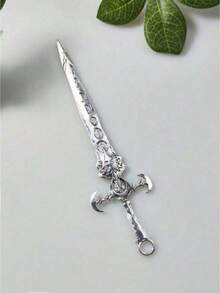 Vintage Metal Sword Pattern Hair Clip, Retro Bohemian Style Hair Accessory - Silver - View 2