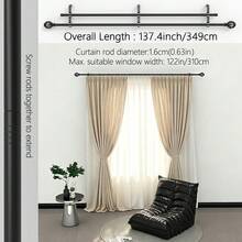 Black Double Curtain Rod With Hollow Ball Decoration, Dual Track Design For Hanging Blackout Curtains + Sheer Curtains Simultaneously, Adjustable Length, Universal Metal Double Layer Curtain Rod For Living Room Bedroom Floor-To-Ceiling Windows, Wall-Mounted Installation, Fits 1m, 2m, 3 Meters Windows, International Fashion Style - Black 1 Set - View 11
