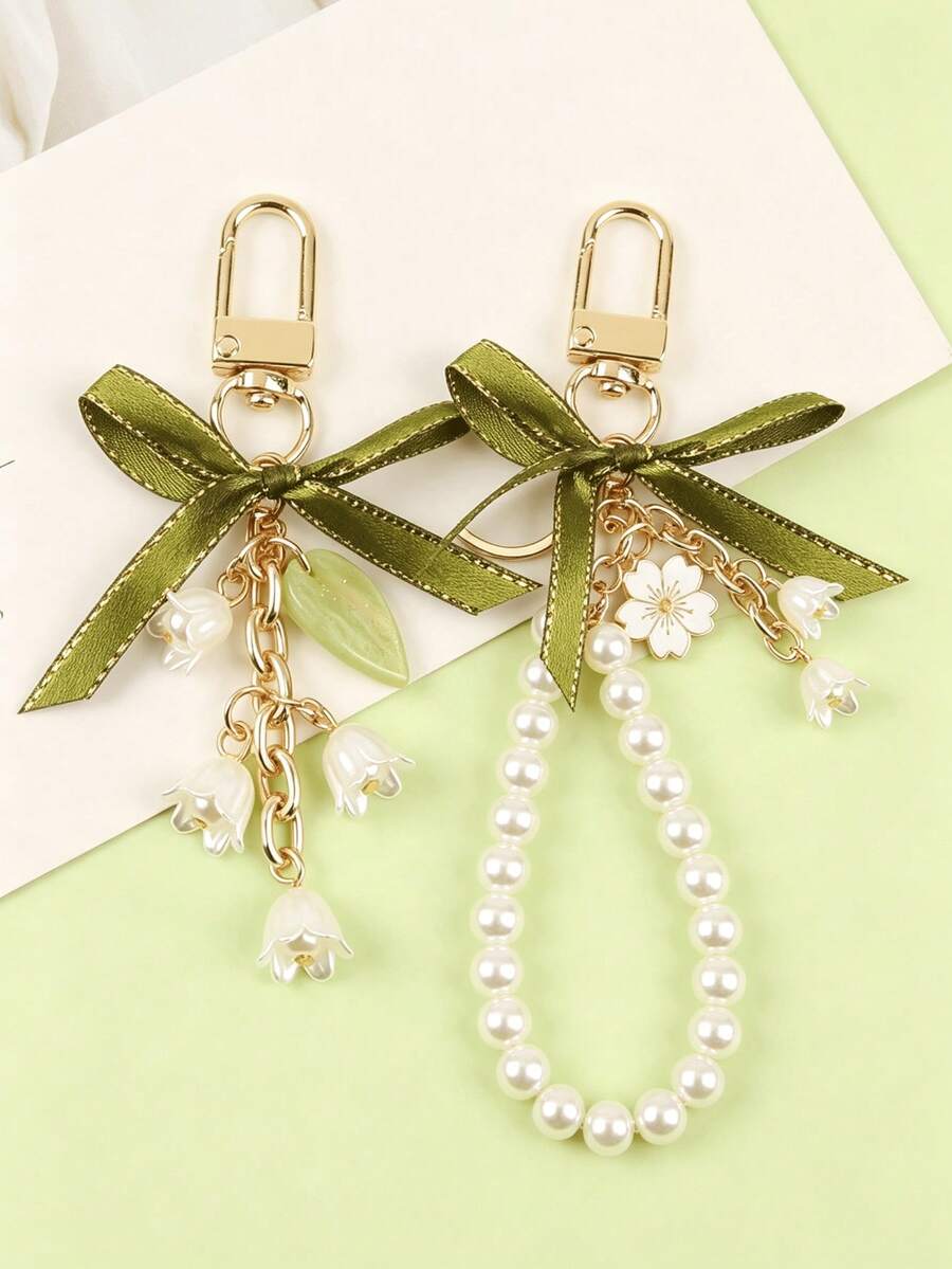 1pc Bow Street Casual ABS Plastic (ABS Resin) Creative Lily Flower Pearl Chain Autumn/Winter - Multicolor - View 1