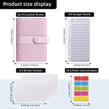 1Set A6 Woven Pattern Splicing Loose Leaf Budget Notebook, Wallet, 6-Hole Binder Cash Management Journal, Cash Envelope Savings Tracker With Zipper, Multi-Functional Money-Saving And Financial Management Notebook. Storage Album For Coins, Banknotes - Woven Texture Patchwork - View 5