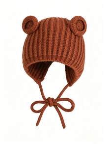 1pc Adult Bear Ear Decor Soft Knitted Warm Cute Style Knitted Ear Muffs Hat For Winter Outdoor Daily Wear - Multicolor - View 8