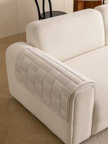 1PC Cozy Plush Velvet Jacquard Retro Checkered Autumn/Winter Thickened Sofa Cushion, New Style Sofa Decorative & Protective Cover, Non-Slip, Pet-Friendly, Machine Washable Seat Pad. - Light Grey - View 5