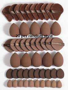50-10pcs Combo Pack Makeup Sponge Set, Professional Sponge Wholesale, Stock Up Pack, Ultra Soft Concealer Sponge, Facial Makeup Tool, Suitable For Liquid Foundation, Powder, Toner - Coffee Brown - View 10