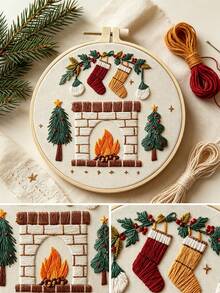 1 Set Christmas Handmade Embroidery Kit, Suitable For Beginners, DIY Handmade Material Pack, Colorful Fabric, Seasonal Artwork, Suitable For Holiday Gifts, Home Decor, Office Handmade Art, Gifts For Friends Or Family - Multicolor - View 9