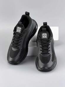 Men's Lace-Up Athletic Outdoor Walking Shoes - Black - View 5