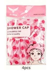 [High Quality Thickened Extra Large Shower Cap]2pcs Set: Adjustable Printed Thickened Extra Large Reusable Shower Cap With Elastic Band; Suitable For Women, Spa Centers And Beauty Salons. Hair Cap. Hair Accessory - Multicolor - View 12