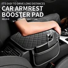 Universal PU Leather Car Armrest Cover With Side Storage Pocket, Multi-Function Car Interior Mat, Car Armrest Box Organizer Bag, Vehicle Storage Solution, Modern Car Accessory, Practical Design, Car Decoration, All Season Use - Multi-color Diamond Pattern - View 3