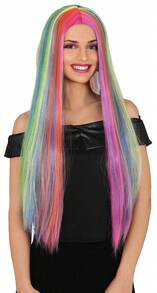 KIWI Multicolor Wig For Adults, Long And Smooth Costume Accessory With Bangs, Ideal For Halloween And Carnival - Option 10 - View 3
