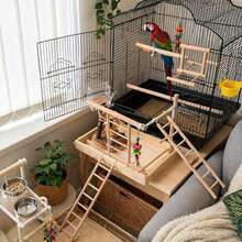 Tangga Burung Kayu Alami, Tangga Sangkar Burung untuk Burung Cockatiel, Tangga Gantung Kecil untuk Sangkar Burung, Aksesoris Sangkar Burung, Aksesoris Panjat untuk Hewan Peliharaan Parkit - Tipe A - View 3