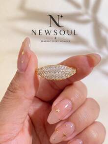 1pc Minimalist Full Rhinestone Ring, Exquisite Romantic Women's Ring, Fashionable Women's Jewelry Gift, Suitable For Party, Date And Daily Wear, Birthday Gift, Mother's Gift, Christmas Gift - Full  Ring - View 1