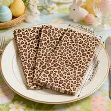 10pcs Long Leopard Print Theme Party Napkins, Fashionable Pattern, Suitable For Table Decor, Ideal Choice For Birthday, Wedding And Various Celebration Occasions, Christmas, New Year And Valentine's Day Party Events - View 10