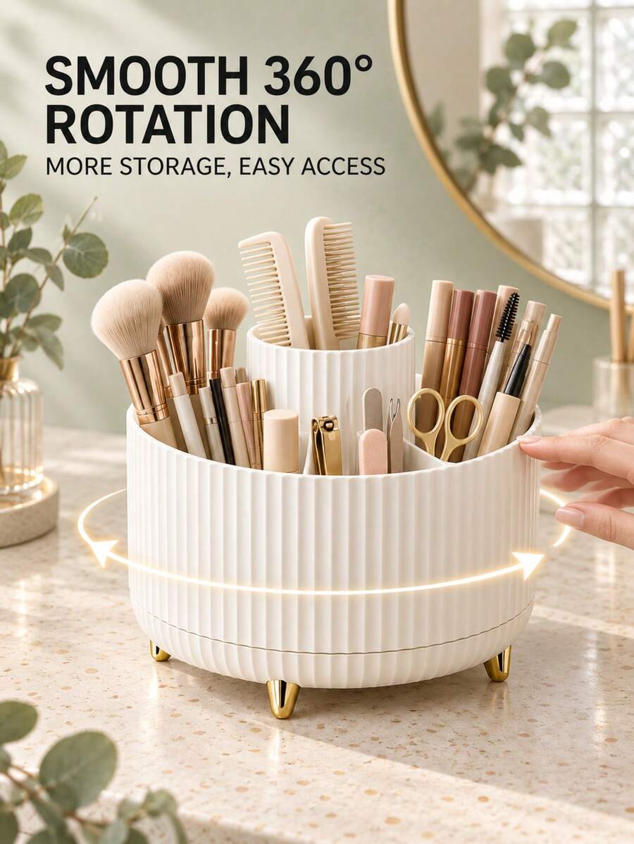 360° Rotating Pen Holder Desktop Storage Box, Large Capacity Stationery Organizer, Multi-Function Pencil Cup, Suitable For School, Office, Makeup Brushes And Study Desk