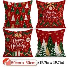 4pcs/1pc Christmas Tree Pattern Pillow Case Without Insert, Single-Sided Printed Pillow Case, Suitable For Living Room, Bedroom, Home Decor, All-Season Pillow Case - Multicolor - View 11