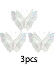 3pcs/Set Large Hanging Christmas Red Butterfly Decorations, 3D Laser Artificial Silk Realistic Butterflies, Suitable For Christmas Tree Decor, Christmas Fireplace Decor, Wedding, Birthday, Home And Living Room - Butterfly - View 15