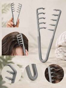 1pc Fluffy Wide-Tooth Comb, Creates Voluminous Texture And Lift, ABS Plastic Anti-Tangle Comb With Textured Handle, Suitable For All Hair Types (Including Curly And Wavy Hair), Lightweight And Portable Hair Styling Tool - Multicolor - View 1