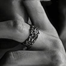 CIREY 1pc Vintage Starforged Black Expedition Champion Abaddon Open Ring Men's - Expedition Ring - View 4